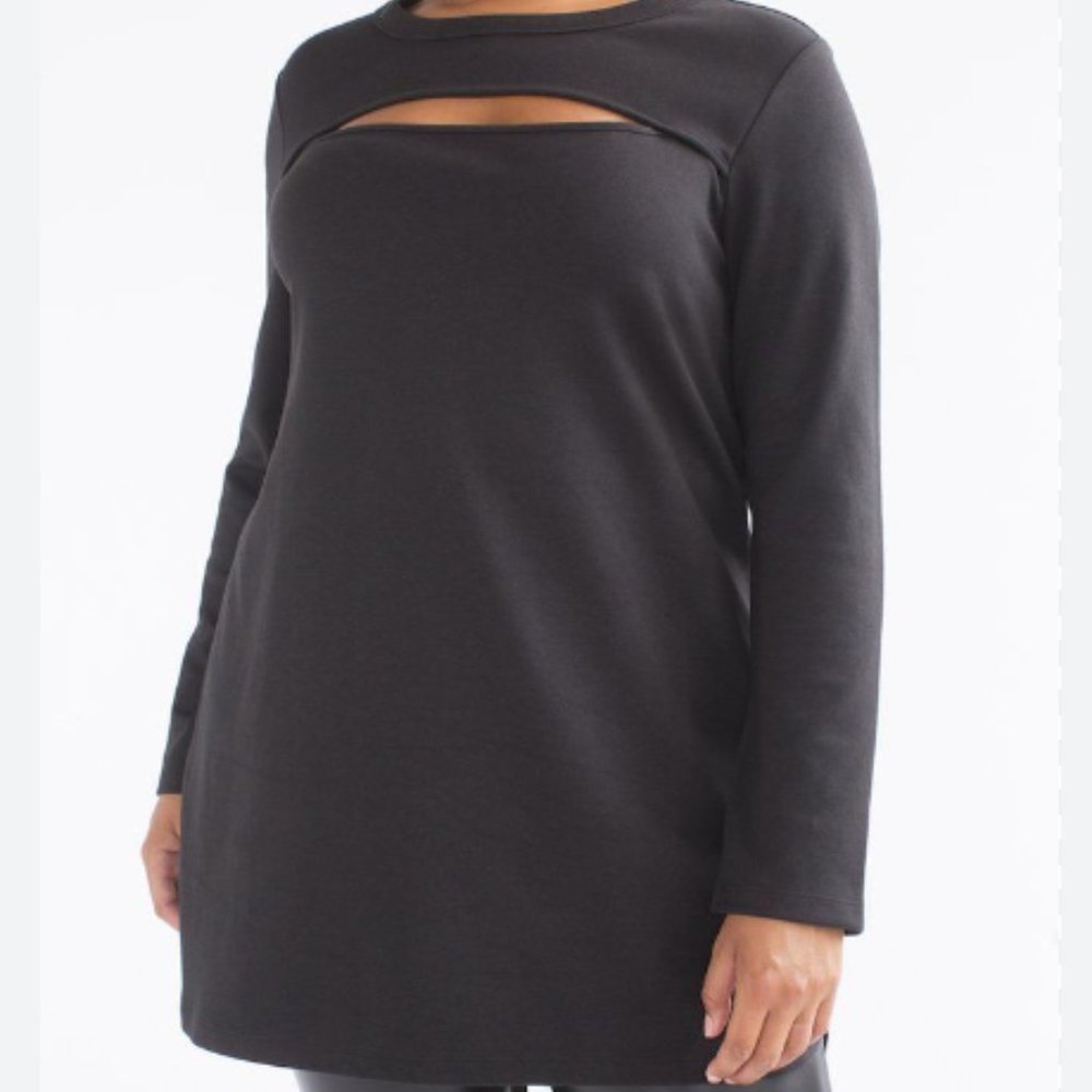 See Rose Go Peek-A-Boo Tunic Long Sleeve Top Black Size 1 (14/16) Pre-Owned